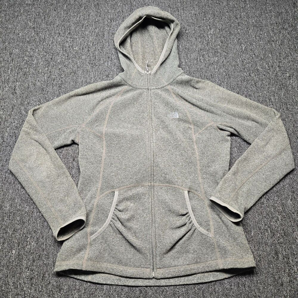 The North Face Women's L Full Zip Polartec Fleece Hoodie Gray Outdoor Warm